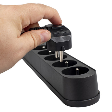 Przedłużacz z Układem Przeciwprzepięciowym 1.5M 5GN Sieciowy Czarny Listwa Zasilająca + Wyłącznik