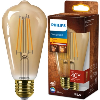 Żarówka LED E27 Edison ST64 7W = 40W 470lm 1800K Ciepła 330° FILAMENT Vintage Bursztynowa Decorative Philips