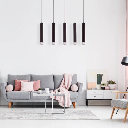 Lampa wisząca CARBON tuba 5X5W LED czarna IP20 Metal i akryl styl nowoczesny minimalistyczny Milagro