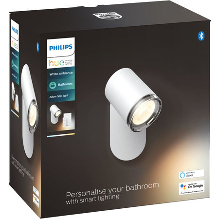Lampa punktowa Łazienkowa Kinkiet LED Spot Adore Biały 5W IP44 CCT PHILIPS HUE Bluetooth + Przełącznik Dimmer Switch