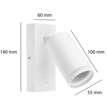 Lampa ścienna Kinkiet GU10 RING z włącznikiem biały