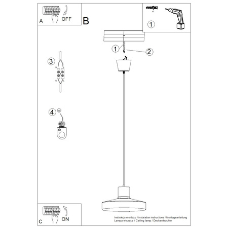 Lampa Wisząca Sufitowa E27 Ochra czerwona BILO Crimson SL.1706 Sollux