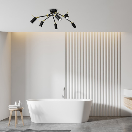 Lampa Sufitowa IRIS Czarna Złota 6x mini GU10 Milagro