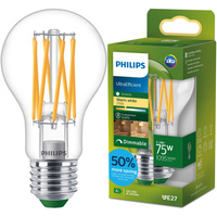 Żarówka LED E27 A60 5.2W = 75W 1095lm 212lm/W 2700K Ciepła 300° KLASA A Ściemnialna UltraEfficient Philips