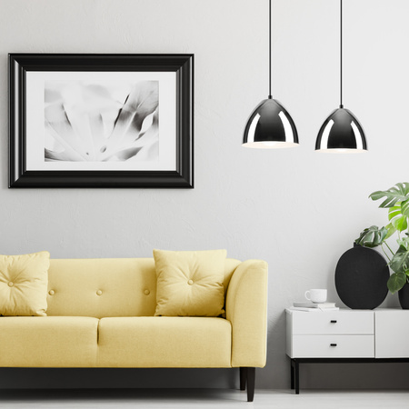 Lampa Wisząca Sufitowa MIA 2xE27 Czarna Chrom LM-2.130 Lamkur