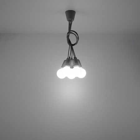 Lampa Sufitowa Wisząca Zwis 5x E27 Nieregularna Szara Nowoczesna Diego Sollux