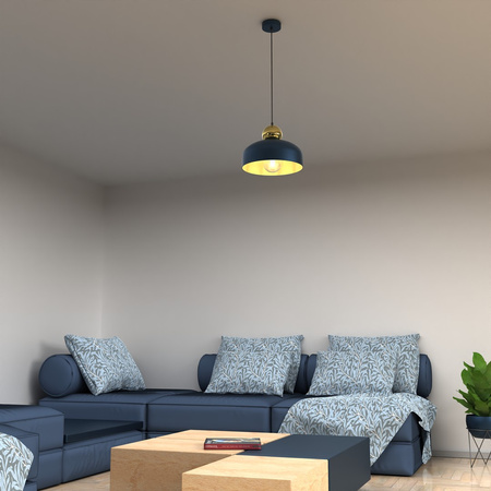Lampa Wisząca Sufitowa HARALD Złota Granatowa Niebieska 1xE27 Milagro