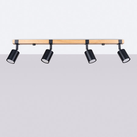 Lampa Sufitowa Oprawa Natynkowa SPOT TUBA Reflektor 4x GU10 Tubularna Czarna Brązowa Skandynawska Fager Sollux