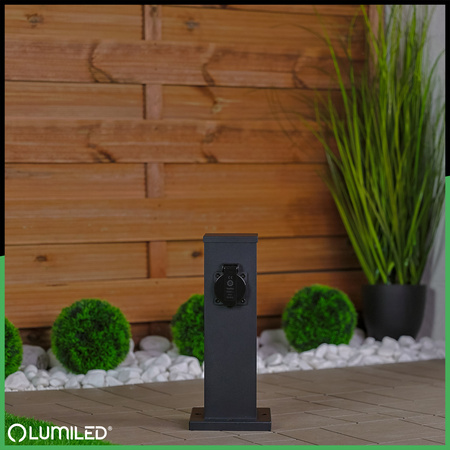 Słupek Ogrodowy IBERI Zewnętrzny Stojący 230V 22cm 2x Gniazdo Sieciowe LUMILED