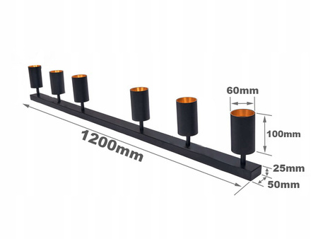 Lampa sufitowa ERIS SPOT Reflektor Oprawa Halogenowa 6xGU10 Czarno-Złota