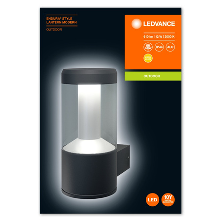 Lampa Ogrodowa Zewnętrzna Kinkiet Elewacyjny LED 12W 610lm 3000K IP54 Szary Endura Ledvance