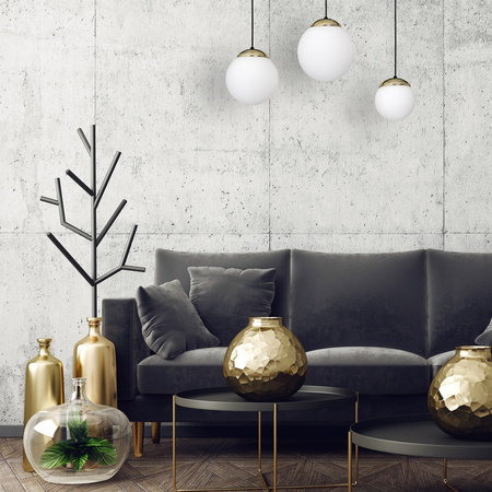 Lampa wisząca SPARTA 3xE14 Biała Kula Złote Elementy Milagro MLP64500 Metal + Szkło