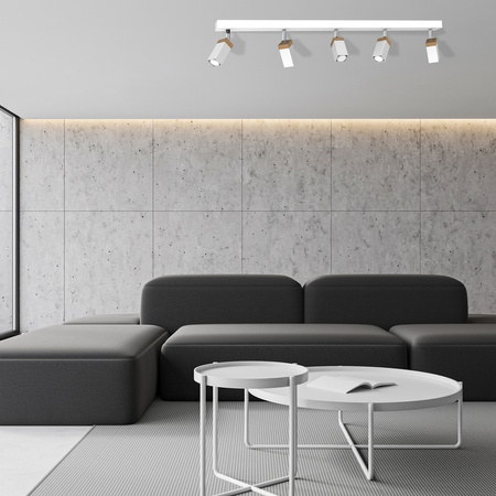 Lampa Sufitowa SOLO SAWN Biała Patyna Drewniana 5x mini GU10 Milagro