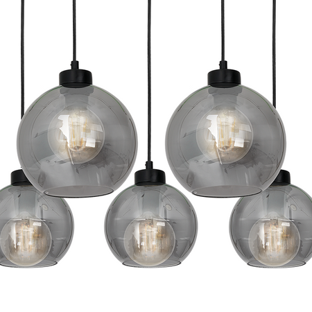 Lampa wisząca SOFIA 5xE27 MLP6591 Przydymiony Klosz Kula Milagro Metal + Szkło