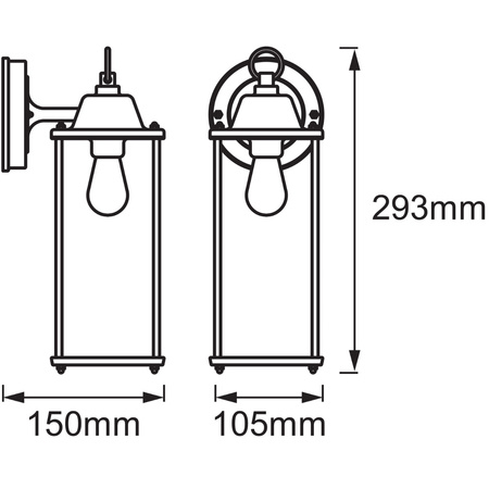 Lampa Ogrodowa Zewnętrzna Kinkiet Elewacyjny LED E27 IP43 Czarny Endura Ledvance
