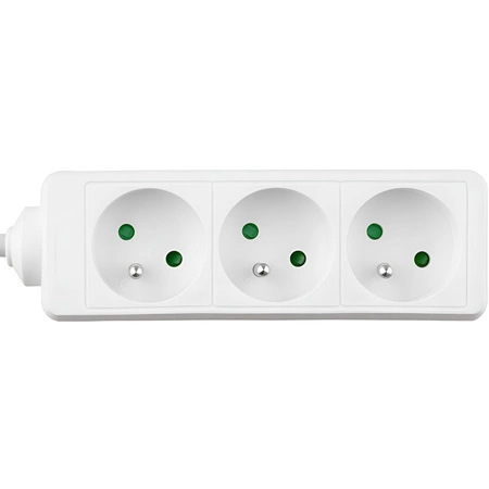 Przedłużacz Sieciowy Wtyk - 3x Gniazdo z Uziemieniem Listwa Zasilająca 1,5m 3x1mm 13A Biały