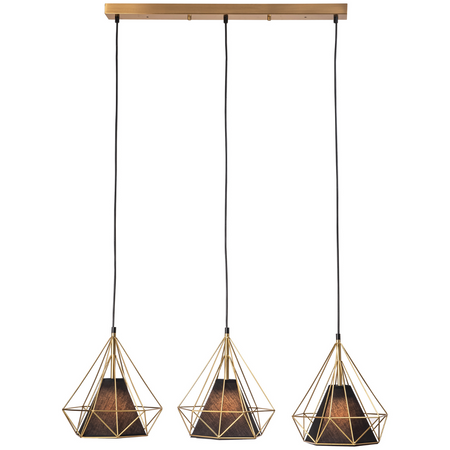 Lampa Wisząca Sufitowa HIRA 3x E27 Zwis Czarna Złota GOLDLUX (Polux)