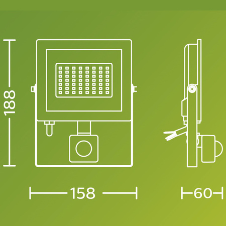 Naświetlacz LED Lampa Reflektor 30W 3200lm 3000K IP65 z Czujnikiem Ruchu i Zmierzchu Czarny Lois Philips