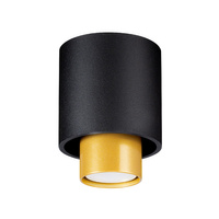 Lampa Sufitowa Oprawa Natynkowa SPOT TUBA GU10 Okrągła Czarna Złota Nowoczesna Nesi Sollux