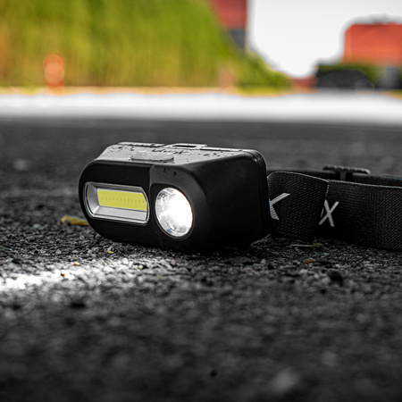 Latarka Czołowa Akumulatorowa LED 250lm XPE + COB LED 7 Trybów Pracy VAYOX