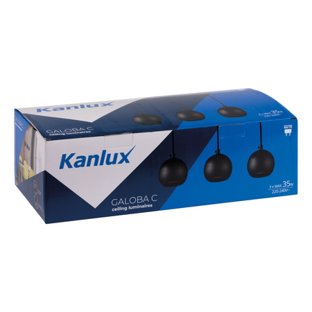 Lampa Sufitowa Wisząca GALOBA 3xGU10 PAR16 35W Czarna KANLUX