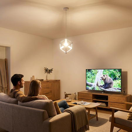 Lampa Wisząca Sufitowa Geometryczna Kwadrat Zwis LED E27 TALUS Biała LUMILED