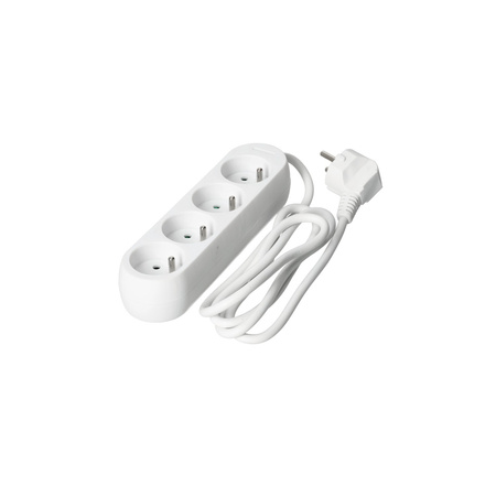 Przedłużacz Sieciowy Wtyk 4x Gniazdo z Uziemieniem Listwa Zasilająca 1.5m Biały Linea Kobi