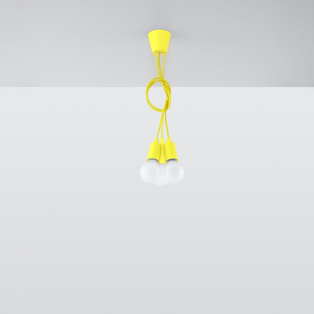 Lampa Sufitowa Wisząca Zwis 3x E27 Nieregularna Żółta Nowoczesna Diego Sollux