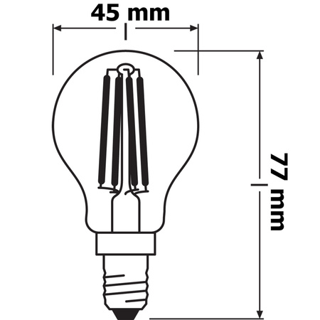 Żarówka LED P45 Kulka E14 4W = 40W 470lm 6500K Zimna 300° Retrofit Filament CLASSIC Osram