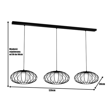 Lampa wisząca sufitowa KRONOS 3xE14 IP20 Czarna Metal Milagro