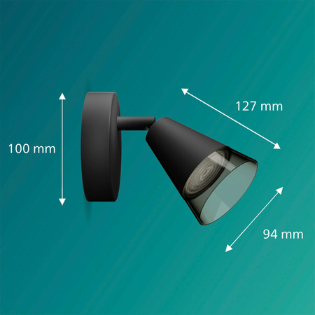 Lampa Ścienna Sufitowa Kinkiet GU10 Czarna Cleft Philips