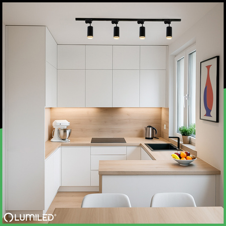 ZESTAW Szynoprzewód Listwa Szyna 2m + 4x Lampa Sufitowa Reflektor GU10 Oświetlenie Szynowe LUMILED