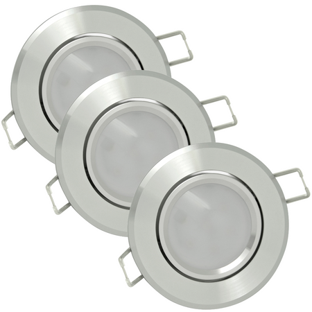 3x Oprawa sufitowa podtynkowa SUN OLAL srebrny połysk alu GOLDLUX (Polux) + LED GU10 3,5W