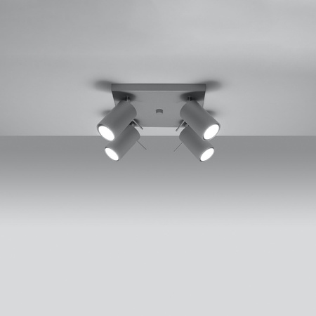 Lampa Sufitowa Oprawa Natynkowa 4x GU10 SPOT TUBA Reflektor Ruchoma Minimalistyczna Tubularna Szara Nowoczesna Ring Sollux