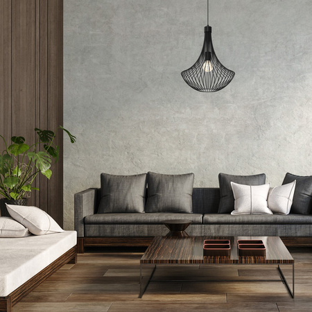 Lampa Wisząca Sufitowa CESTA Czarna 1xE27 Milagro