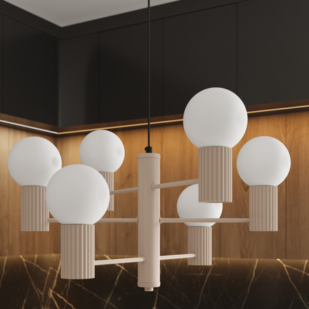 Lampa Wisząca Żyrandol 6x G9 Aluminiowa Taupe Halo French Sky SL.1836 Sollux