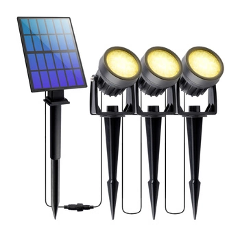 Lampa Solarna Ogrodowa LED 3000K IP65 Wbijana Czarna Kierunkowa 3x Reflektor RAGUS LUMILED 