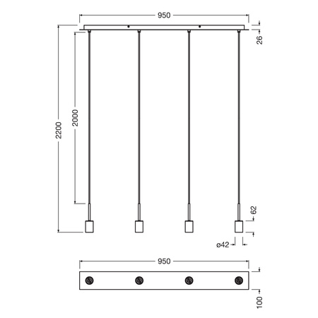Lampa Sufitowa Wisząca Dekoracyjna 4x E27 Szara Decor Needle Pendant Osram