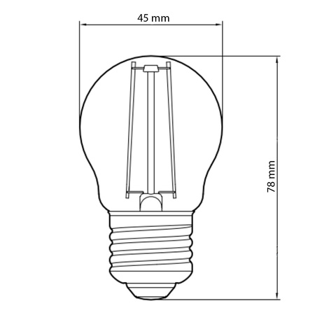 Żarówka LED E27 G45 2,5W = 25W 250lm 2700K Ciepła Filament TOSHIBA