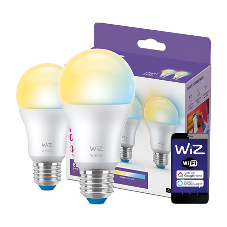 2x Żarówka LED E27 A60 8W = 60W 2700-6500K SMART WiFi WiZ