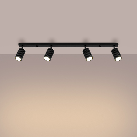 Lampa Sufitowa Reflektor Tuba Spot 4x GU10 Czarna Karbon Deep Space SL.1584 Sollux