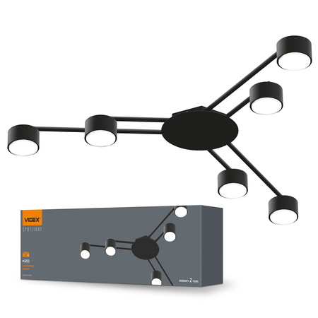 Lampa Sufitowa Żyrandol 6x GX53 LED Czarna Nowoczesna Videx