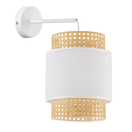 Lampa Ścienna Kinkiet BOHO WHITE Rattanowa Biała Styl Boho E27 6538 TK Lighting