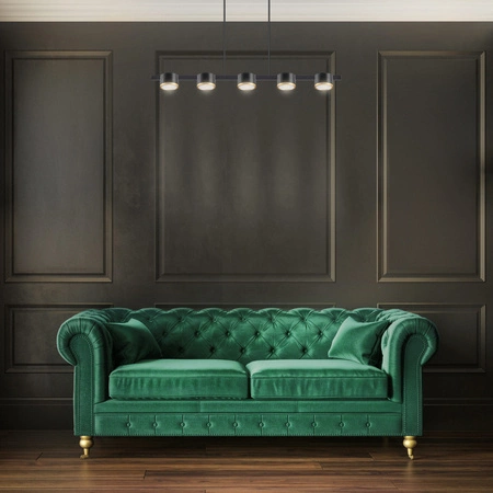 Lampa Sufitowa Wisząca Zwis 5x GX53 Czarna MIRELLA Sanico Goldlux