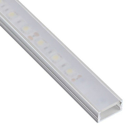 Profil Aluminiowy natynkowy MINI do taśm LED nawierzchniowy, nakładany 1m Aluminium + Mleczny Klosz