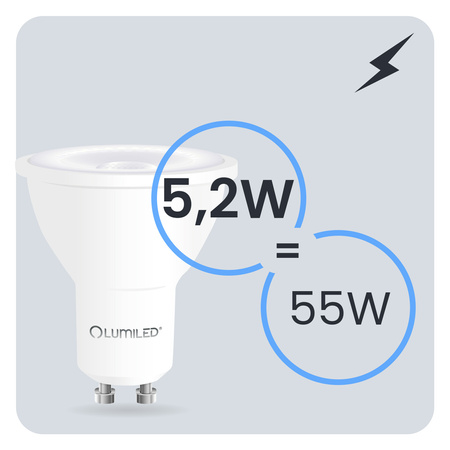 10x Żarówka LED GU10 Reflektor PAR16 5,2W = 55W 720LM 4000K Neutralna 38° LUMILED