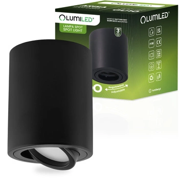 Oprawa Natynkowa HALOGENOWA Spot Tuba Ruchoma LUNDO GU10 LUMILED Okrągła Czarna 80mm