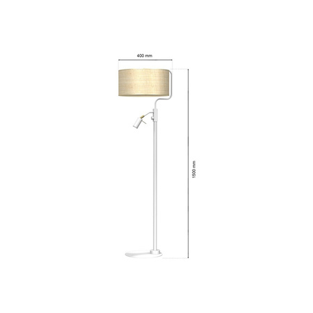 Lampa Podłogowa Stojąca MARSHALL Biała Rattanowa 1xE27 + 1x mini GU10 Milagro