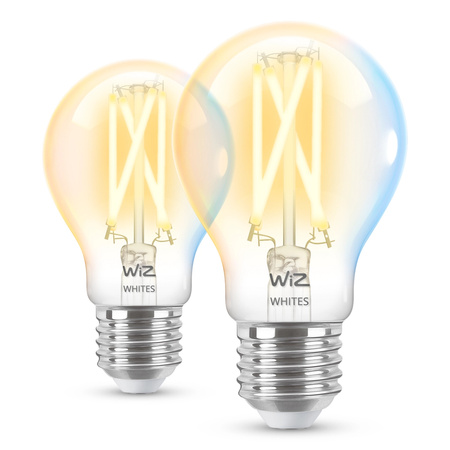 2x Żarówka LED E27 A60 7W = 60W 806lm 2700-6500K TW FILAMENT Inteligentna SMART WiFi Bluetooth Aplikacja WiZ