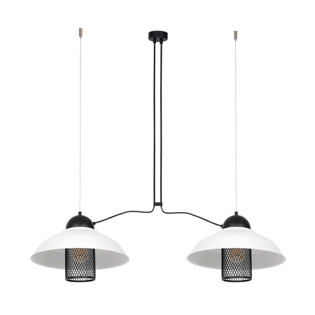 Lampa wisząca BJORN 2xE27 Retro Ozdobne Osłony Żarówek Biała MLP4810 Milagro Metal